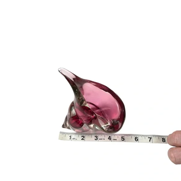 Vtg 1950s Alfredo Barbini Murano Italy Art Glass Cranberry Conch Shell Bowl 5”